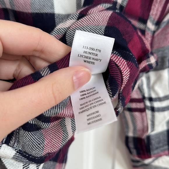 Rails Hunter Plaid Shirt in Lychee Navy White Sz M - Picture 9 of 9